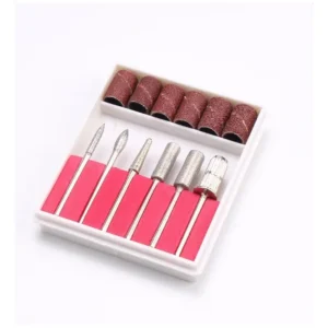 Kit X6 Fresas De Manicura Pedicura Metal + Limas En Caja