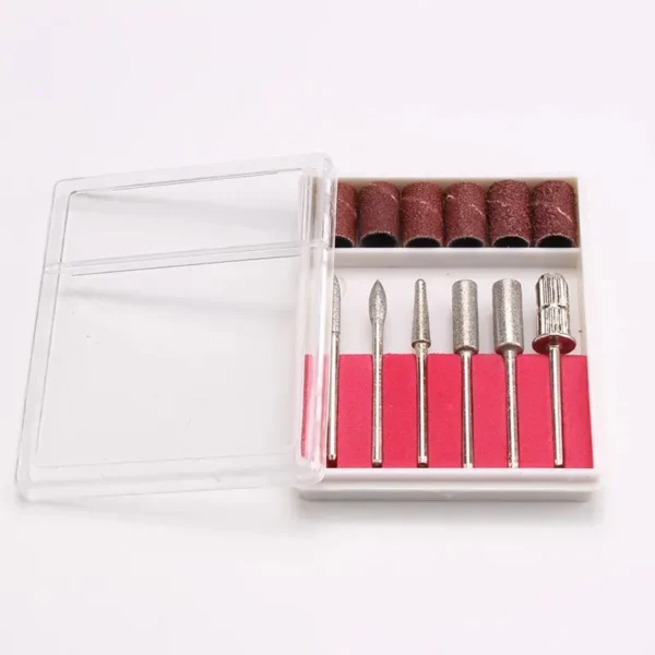 Kit X6 Fresas De Manicura Pedicura Metal + Limas En Caja - Imagen 4