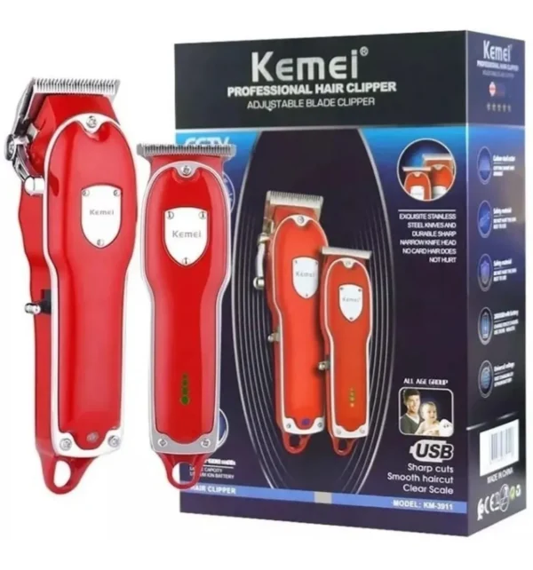 Kemei Cortadora De Pelo Profesional Patillera Combo Km-3911 - Imagen 5
