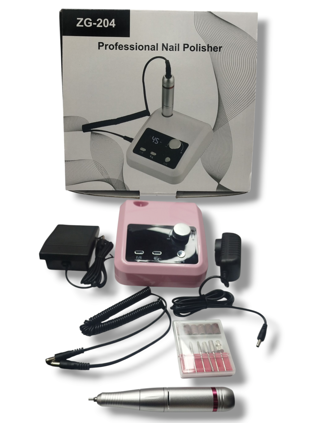 Torno Para Uñas Micromotor Zg204 45.000rpm + Fresas