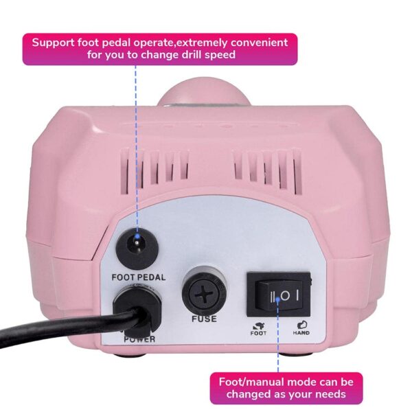 Torno Para Uñas Micromotor Nail Drill 30.000rpm + Fresas - Imagen 8