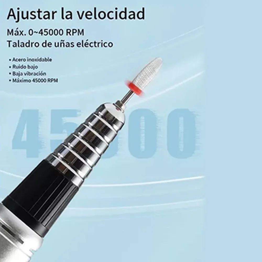 Torno Para Uñas Micromotor Profesional 45.000rpm + Fresas - Imagen 8