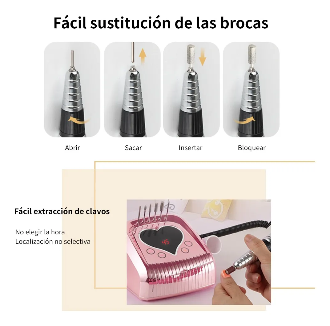 Torno Para Uñas Micromotor Profesional 45.000rpm + Fresas - Imagen 4
