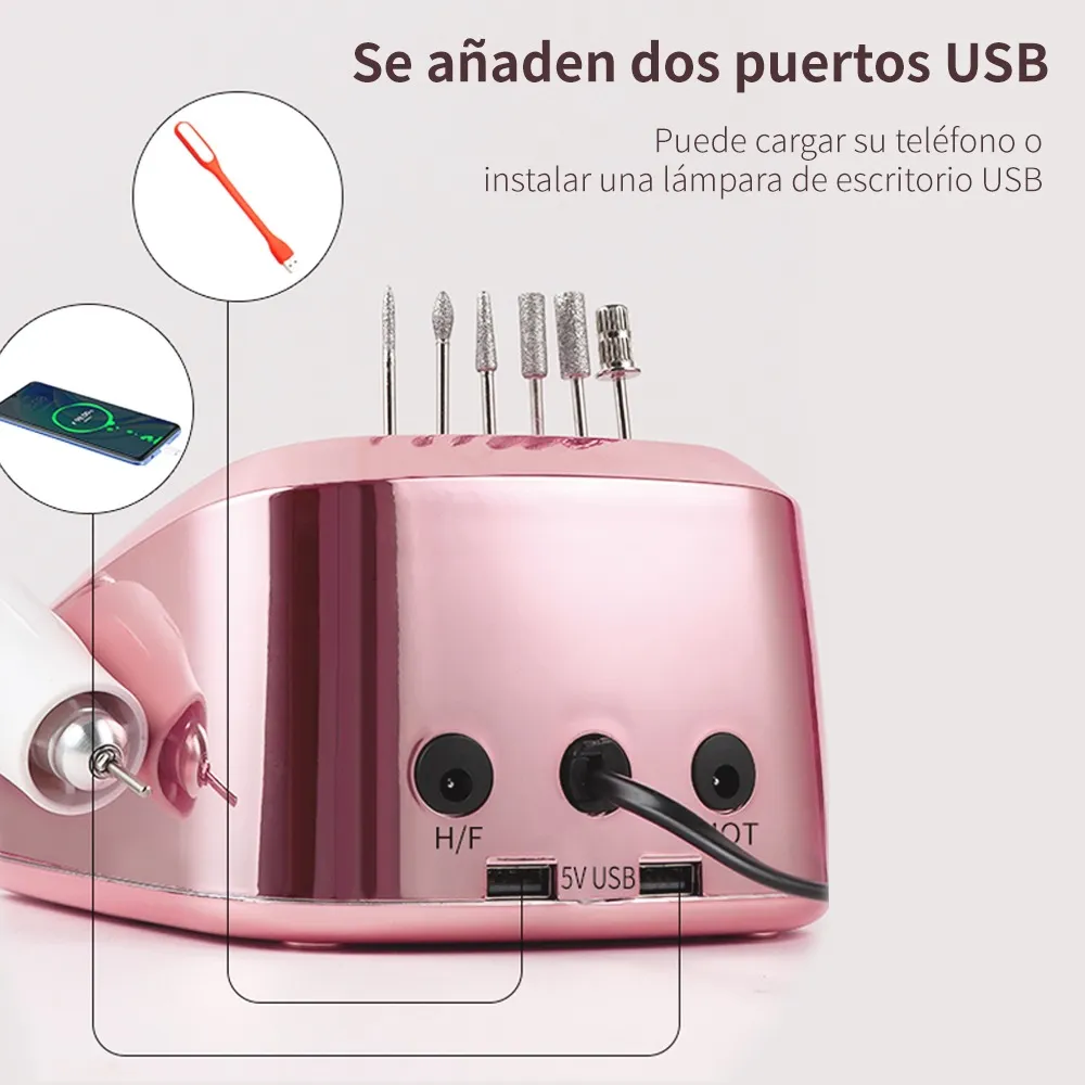 Torno Para Uñas Micromotor Profesional 45.000rpm + Fresas - Imagen 5
