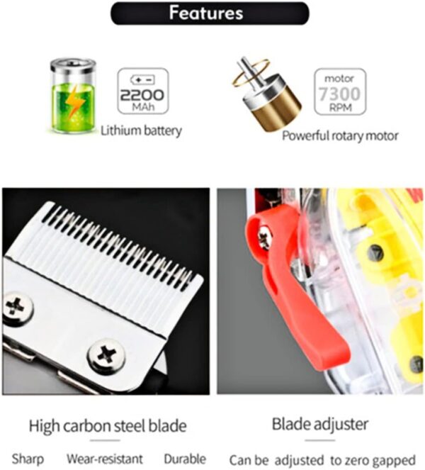 Cortadora De Pelo Profesional Hair Clipper Wmark Ng-108 - Imagen 7