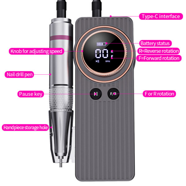 Torno Para Uñas Profesional Eloise 35.000rpm Inalámbrico - Imagen 3