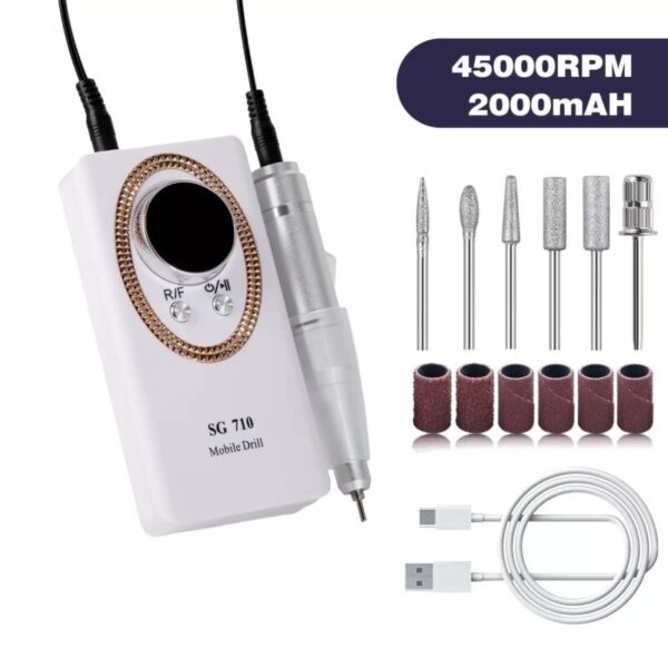 Torno Para Uñas Profesional Sg710 45.000rpm Inalámbrico