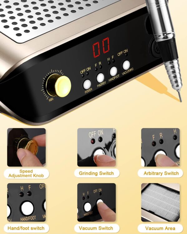 Torno De Uñas Profesional + Extractor De Polvo 2 En 1 - Imagen 8