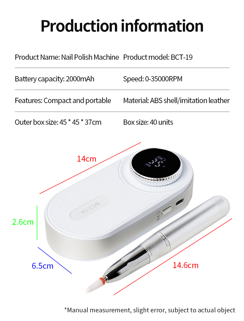 Torno Para Uñas Profesional Inalámbrico Portátil Btc-19 - Imagen 3