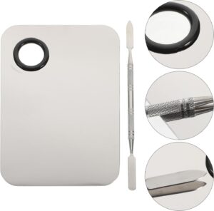 Paleta Mezcladora Maquillaje Esmalte Acero Inox Con Espatula