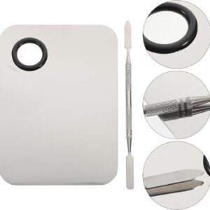 Paleta Mezcladora Maquillaje Esmalte Acero Inox Con Espatula